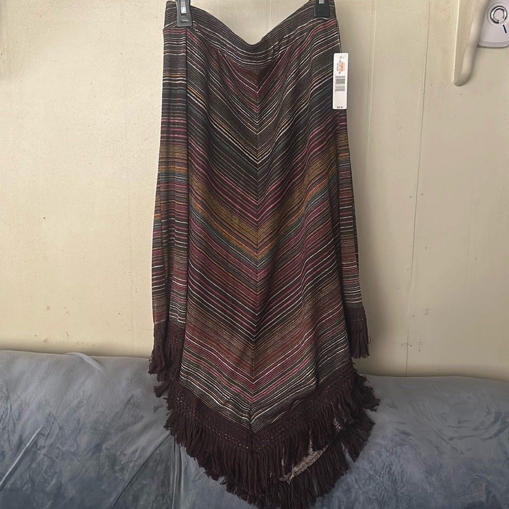 New Directions Black Asymmetrical Maxi Skirt